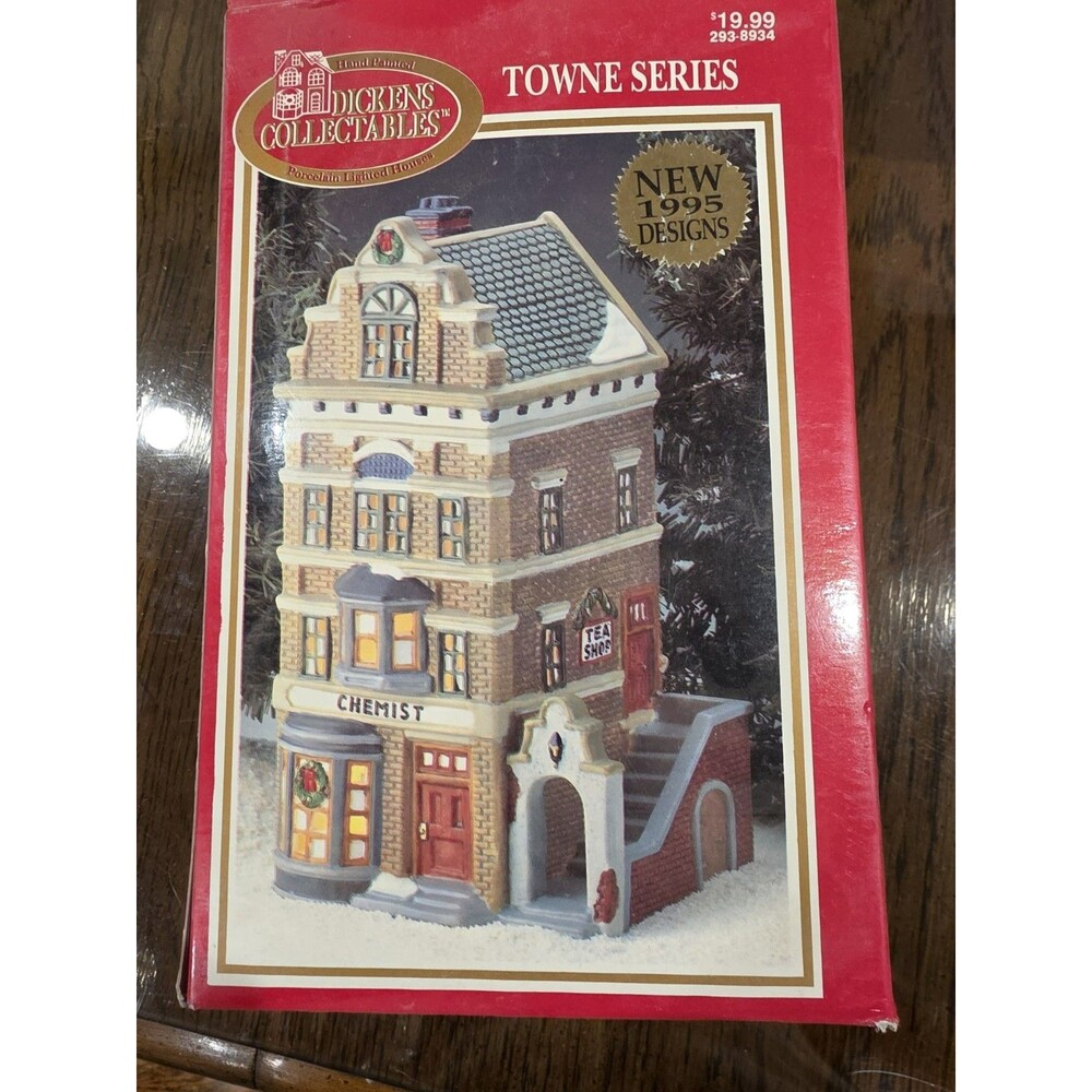 Dickens Collectables 1995 Towne Series Chemist & Tea Shope Hand Painted House